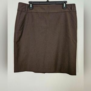 Banana Republic SZ14 Pencil Skirt Brown Smooth Wool Pocket Office Stretch Career